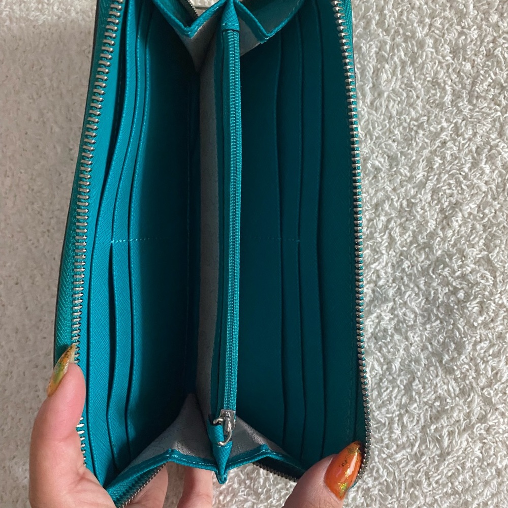 Michael Kors Turquoise Zip-Around Wallet - Picture 3 of 3